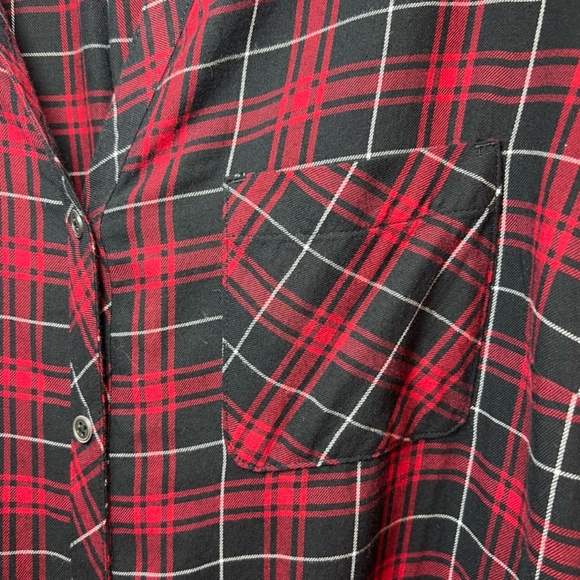 J. Jill Womens Plaid Button Up Shirt Blouse Red Black Long Sleeve Tunic VNeck 2X - Picture 4 of 13